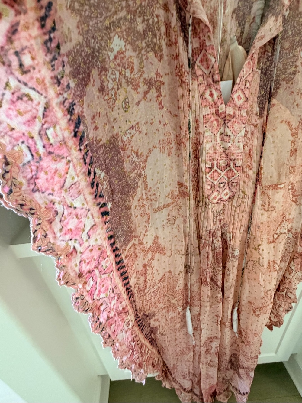 HEMANT & NANDITA Pink Lace Overlay Kaftan Dress - Picture 4 of 6